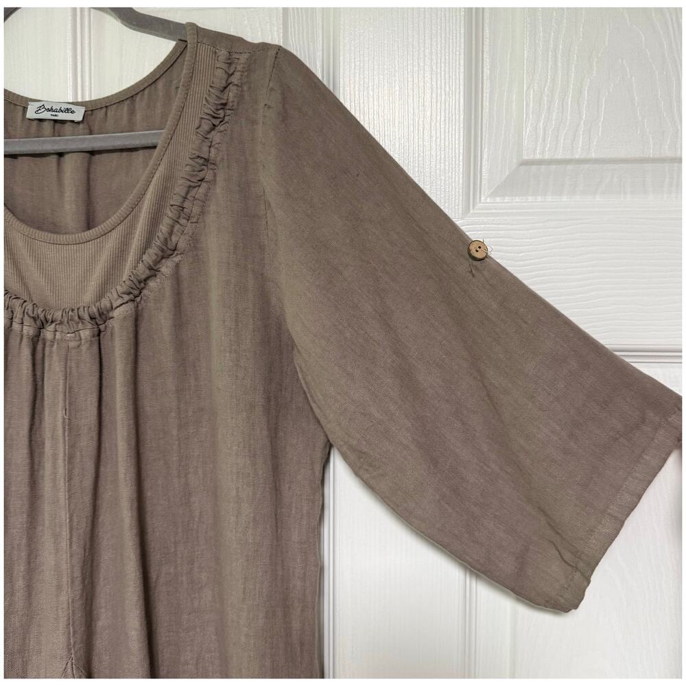 Bohabille Women's Linen Lagenlook Bubble Hem Dress Size Large - Picture 6 of 16